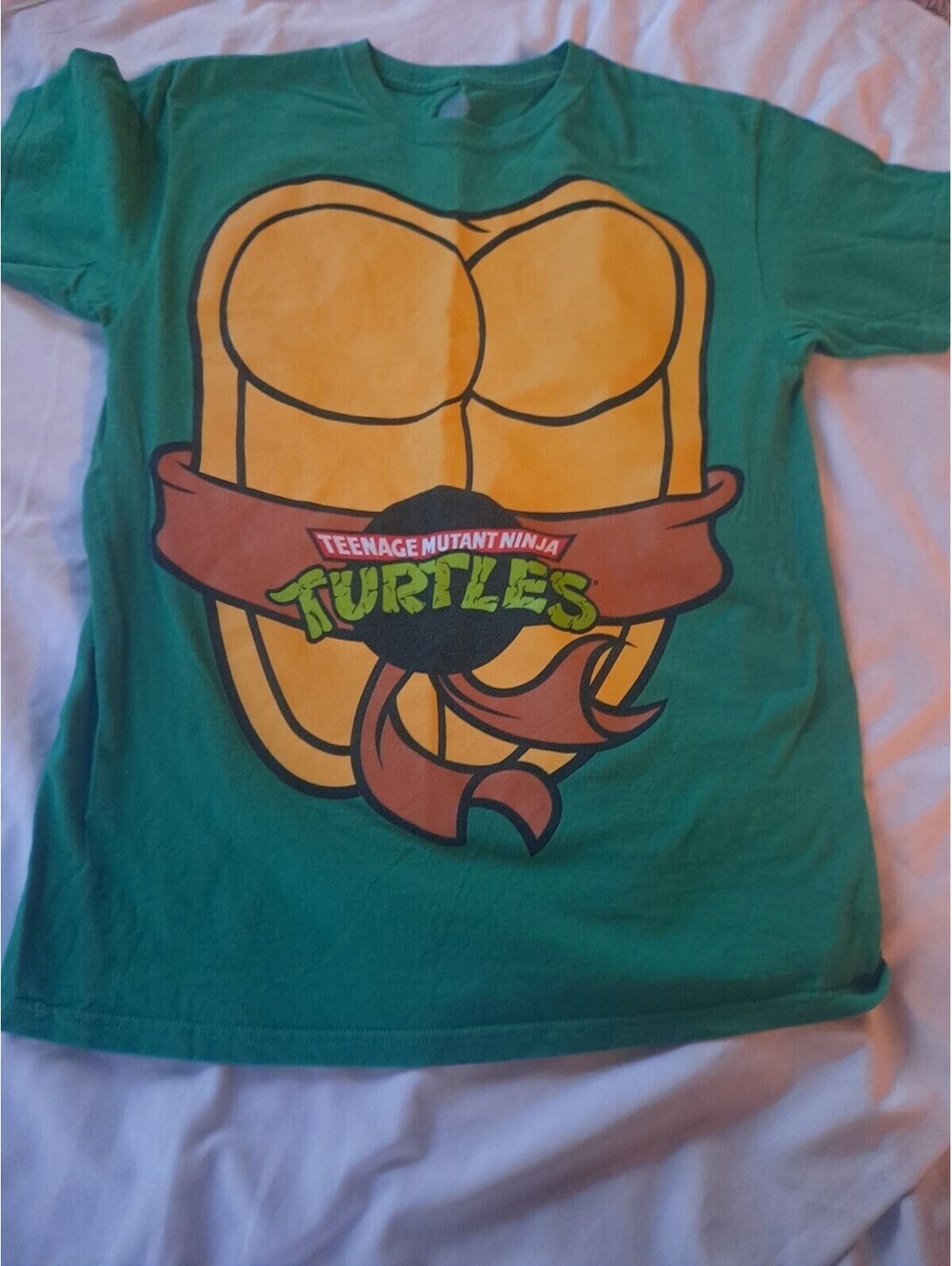 Teenage Mutant Ninja Turtles Nickelodeon Michael Angelo Adult Green Shirt M TMNT